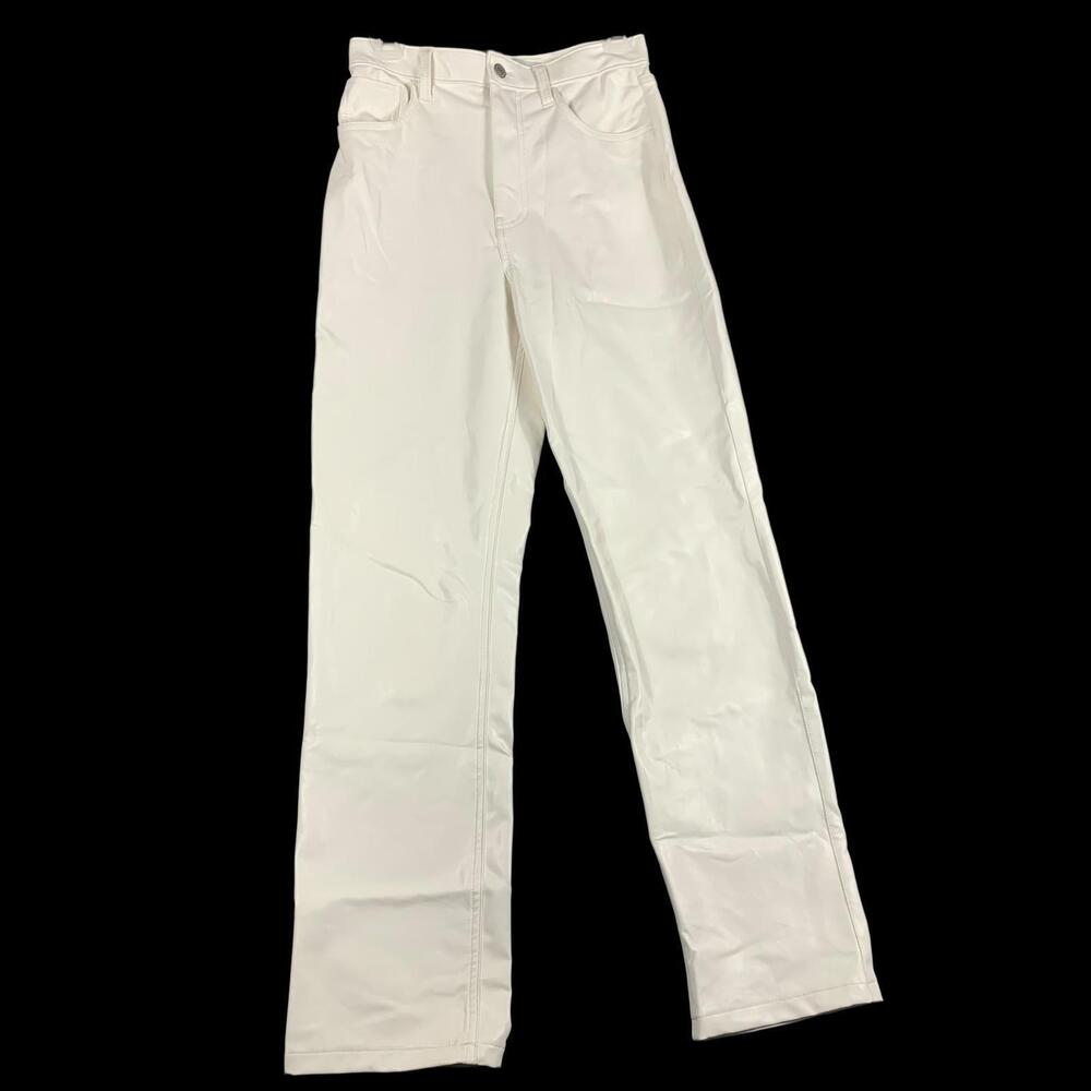 Abercrombie & Fitch 90s Straight Ultra High Rise White Faux Leather Pants Size 4